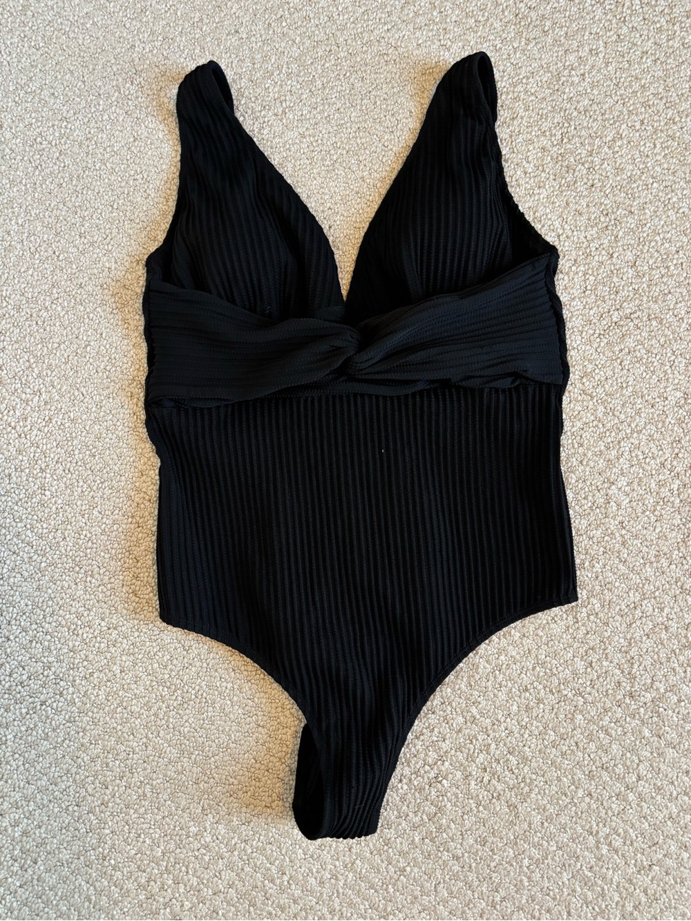 New Cupshe Classic Black Ribbed One-Piece Swimsuit
